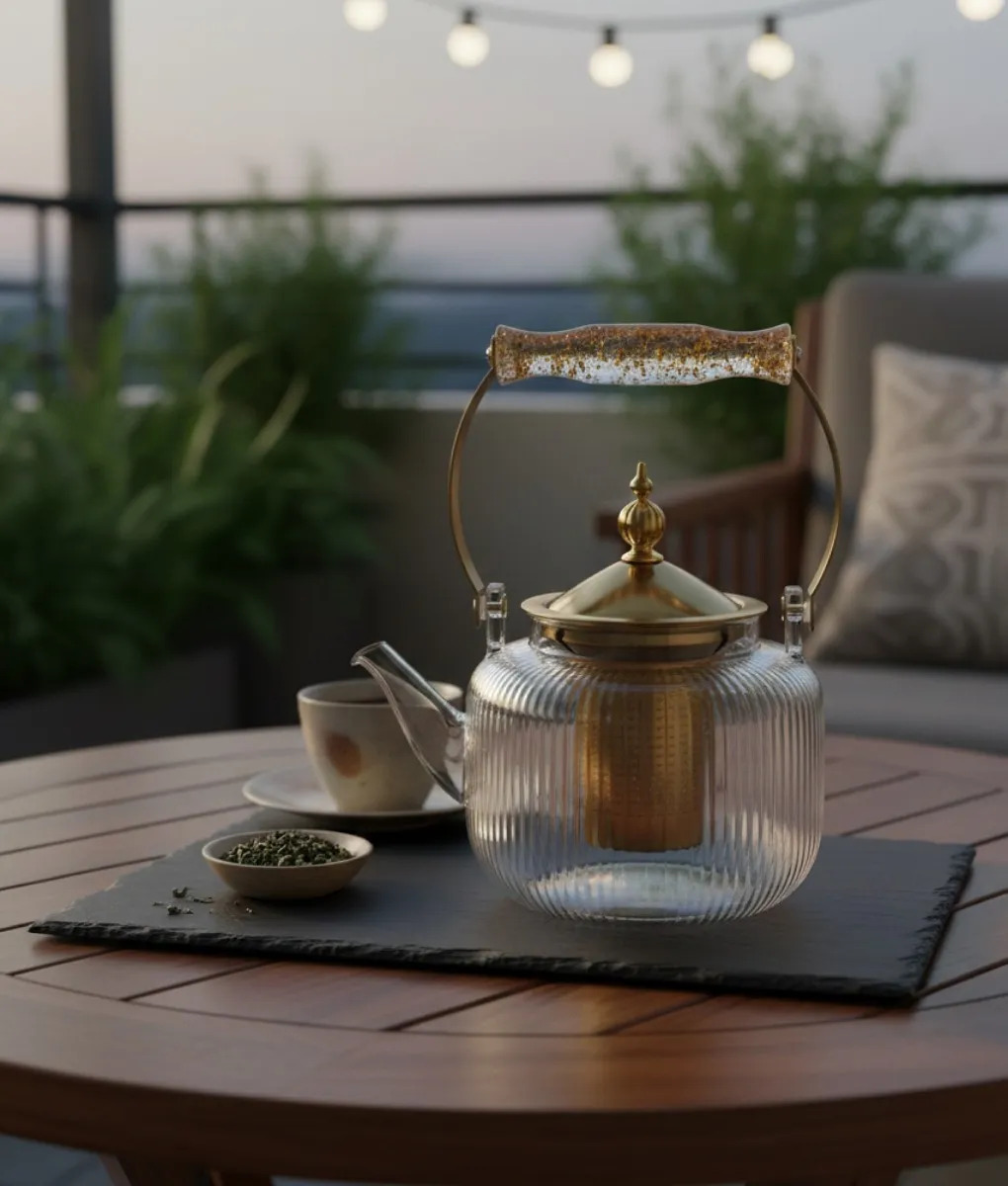 TETERA ELEGANTE DISEÑO ESTRIADO FUNCIONAL INFUSION JHN - 9