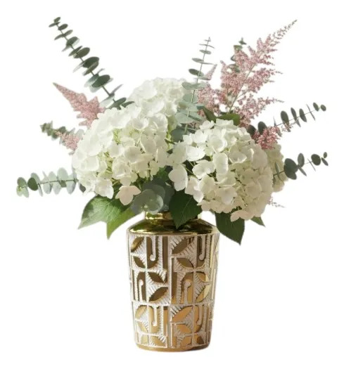 FLORERO DECORATIVO JARRON DISEÑO TROPICAL ALTO RELIEVE JHN - 3