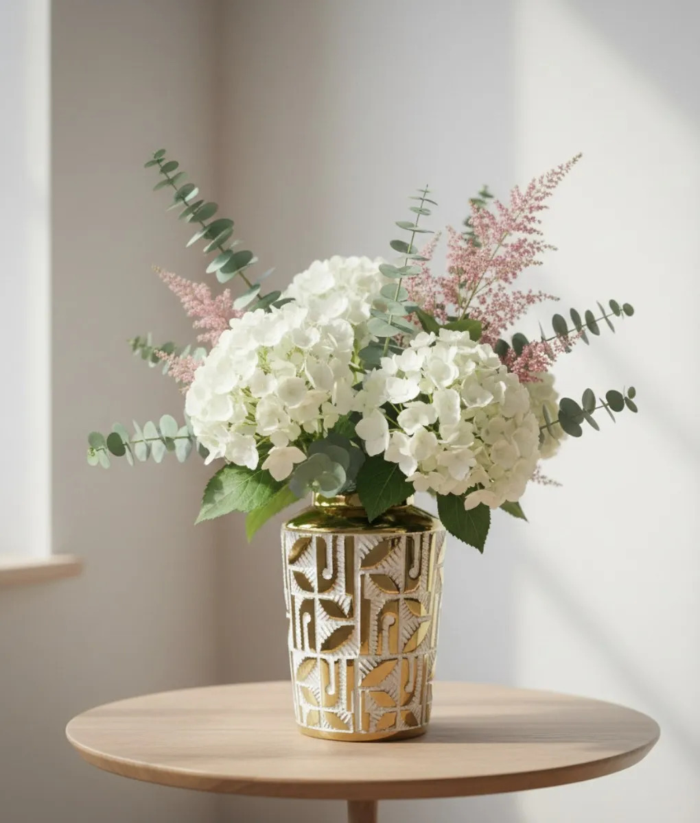 FLORERO DECORATIVO JARRON DISEÑO TROPICAL ALTO RELIEVE JHN - 6