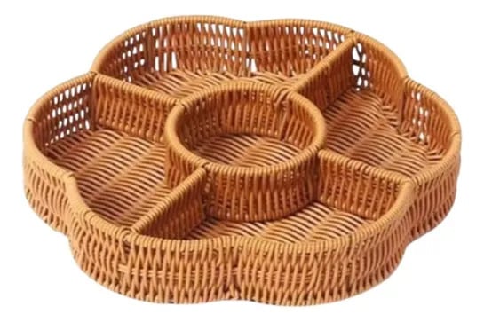 BANDEJA DECORATIVA SERVIR HOGAR DIVISIONES DISEÑO FLOR JHN - 1