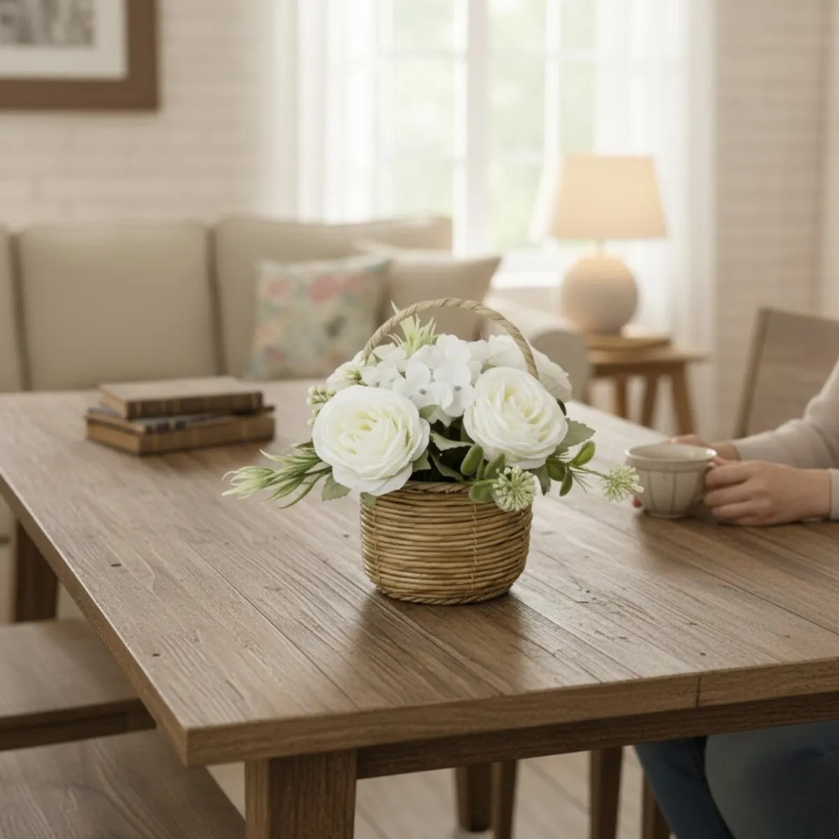 ARREGLO FLORAL ARTIFICIAL DECORATIVA ADORNO CANASTA JHN - 6