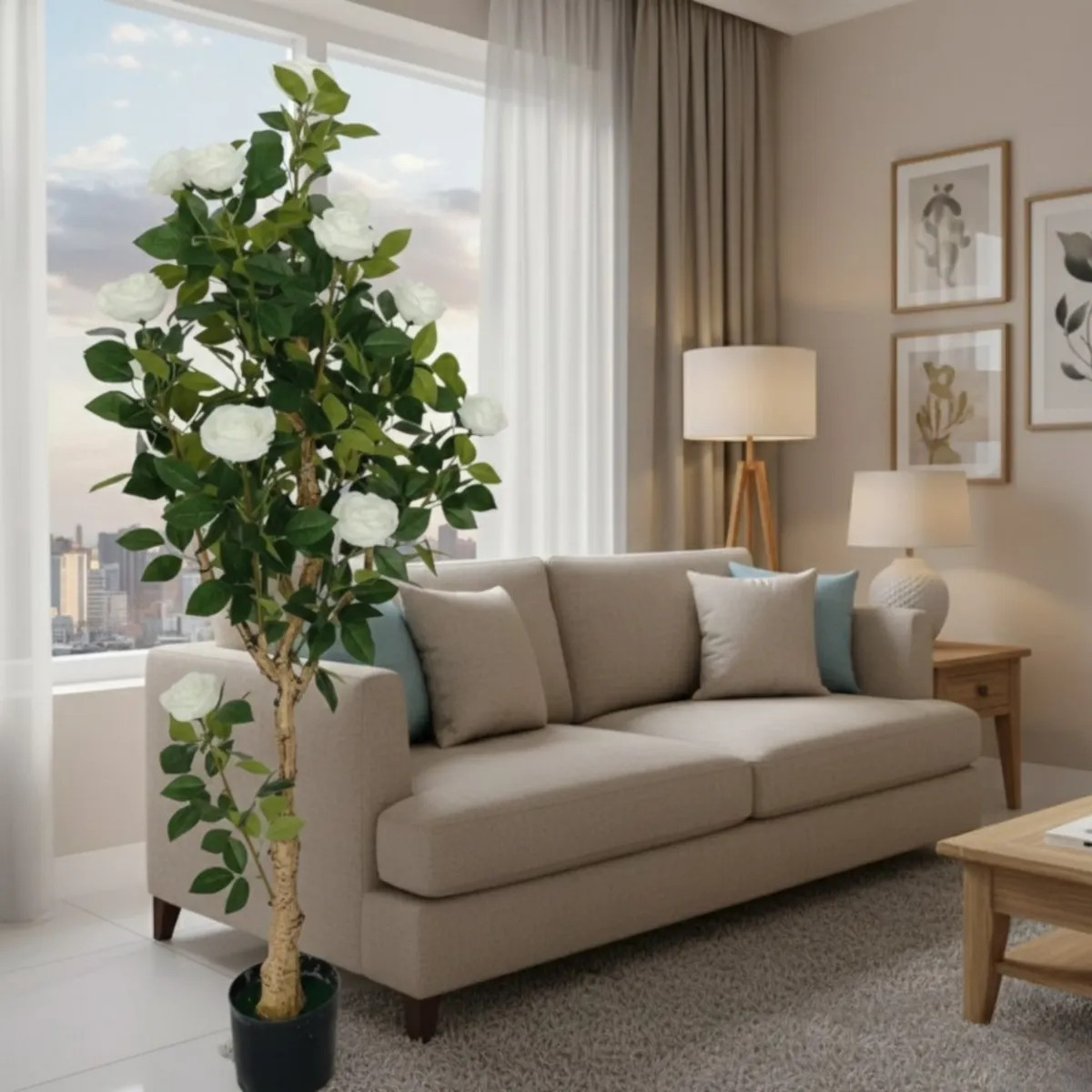 PLANTA ARTIFICIAL DECORATIVA ARBOL ROSAS GALA ADORNO JHN - 4