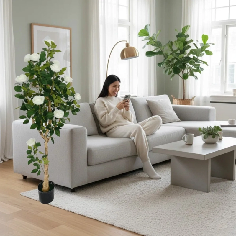 PLANTA ARTIFICIAL DECORATIVA ARBOL ROSAS GALA ADORNO JHN - 10