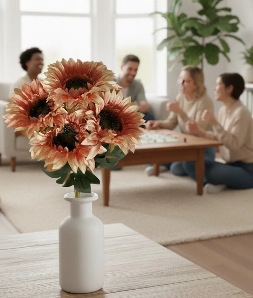RAMO FLORAL ARTIFICIAL DECORATIVO GIRASOLES ADORNO HOGAR JHN - 7