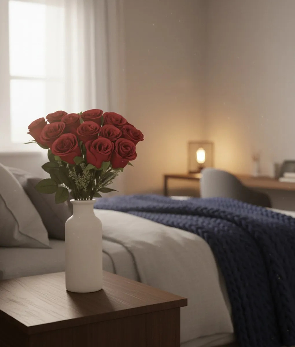 RAMO FLORAL ARTIFICIAL ROSAS DECORATIVAS ADORNO HOGAR JHN - 8