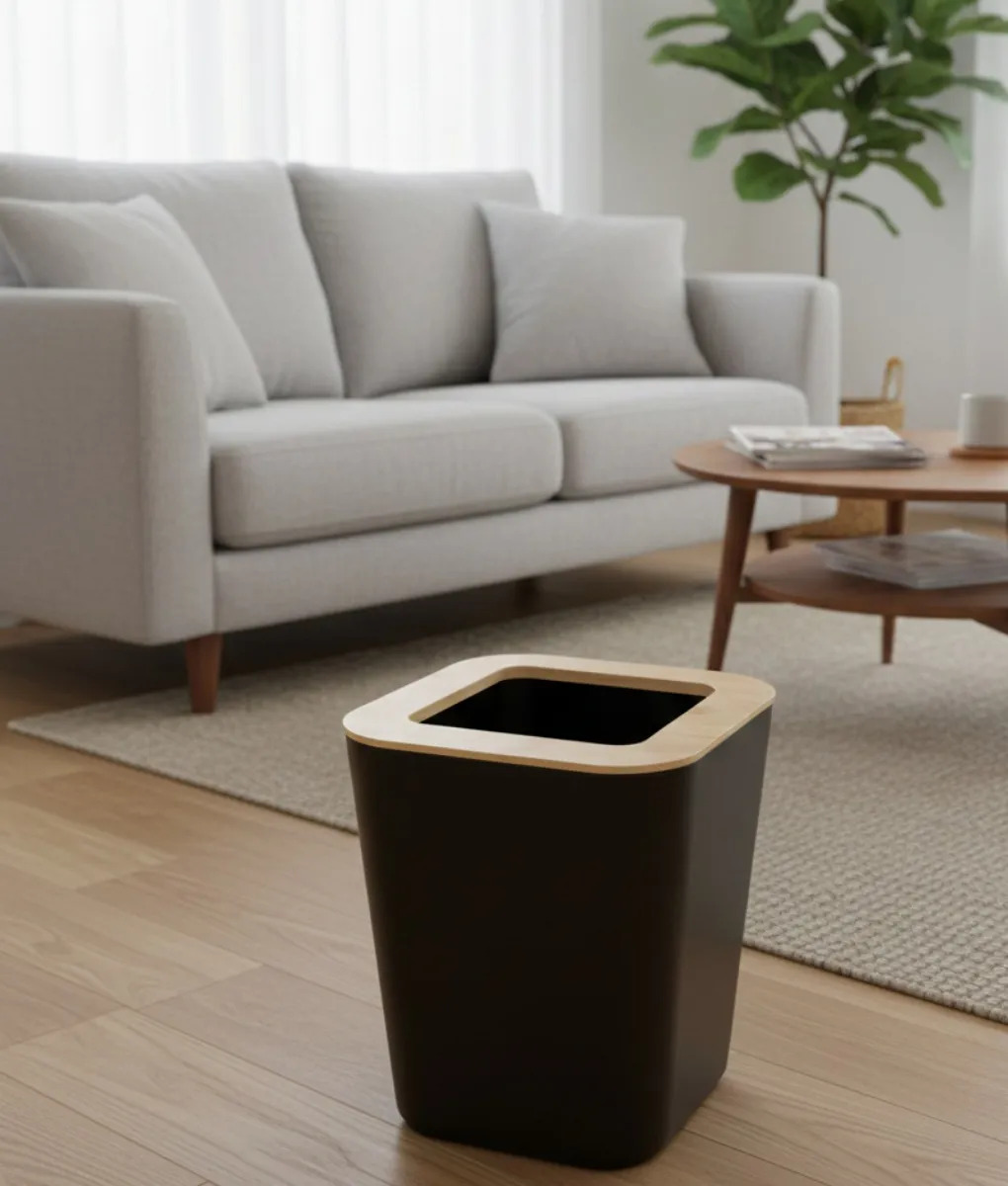 BASURERO PAPELERA DISEÑO CONTEMPORANEO TOQUE NATURAL JHN - 9