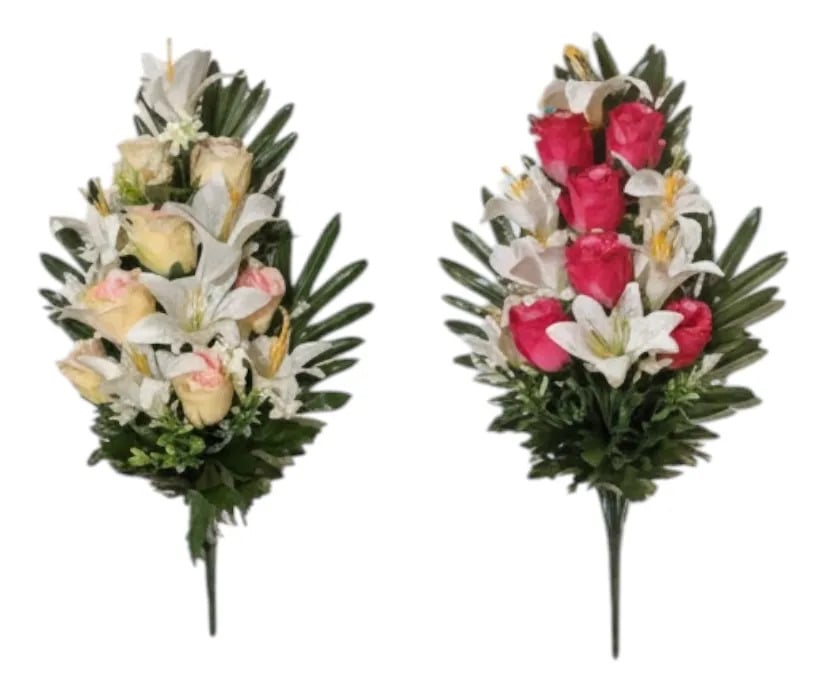 RAMO FLORAL DECORATIVO ARTIFICIAL LIRIOS ROSAS ADORNO JHN - 2