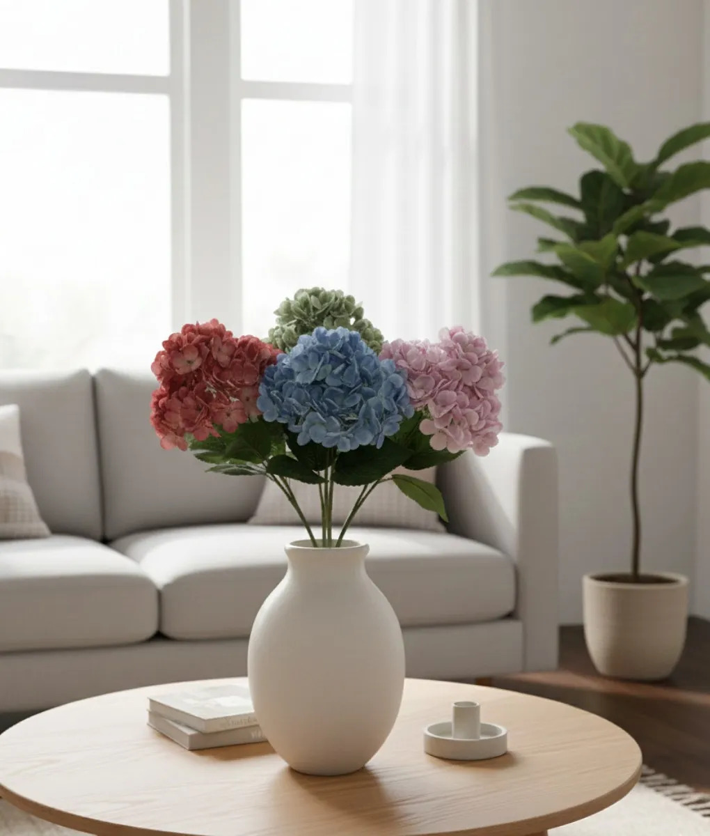 RAMO DECORATIVO ARTIFICIAL HORTENSIAS ADORNO FLORAL JHN - 8