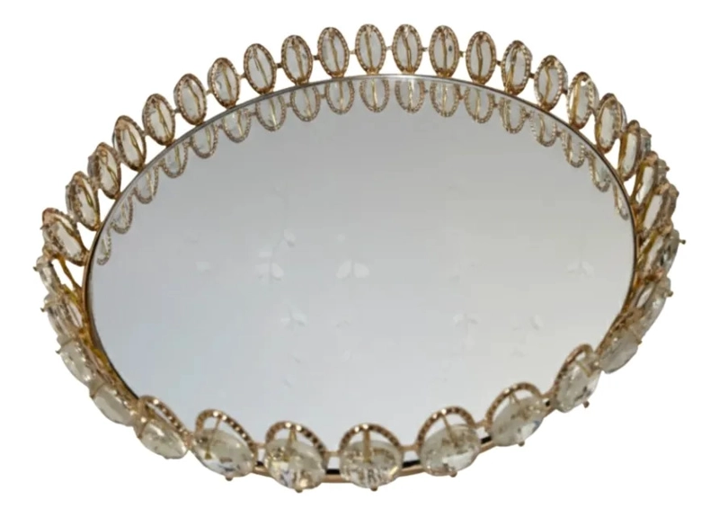 BANDEJA DECORATIVA GALA REFLEJANTE ADORNO ELEGANTE JHN - 1