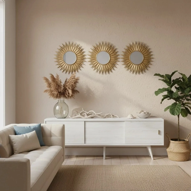 SET 3 ESPEJO DECORATIVO PARED DISEÑO AURA RADIANTE JHN - 9