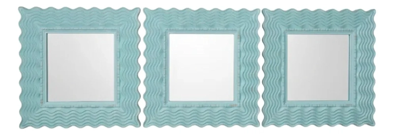 SET 3 ESPEJO PARED DECORATIVO DISEÑO OLAS DINAMICO JHN - 1