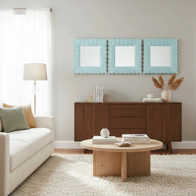 SET 3 ESPEJO PARED DECORATIVO DISEÑO OLAS DINAMICO JHN - 9