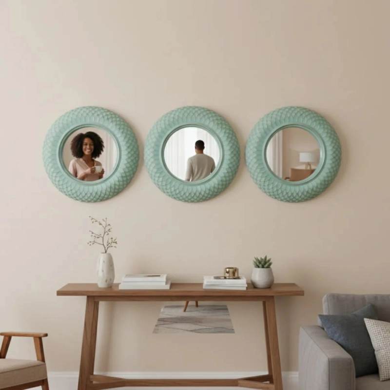SET 3 ESPEJO ACENTO DECORATIVO PARED DISEÑO VINTAGE JHN - 4