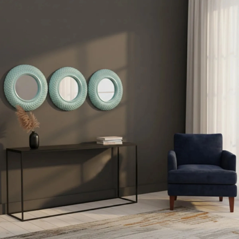 SET 3 ESPEJO ACENTO DECORATIVO PARED DISEÑO VINTAGE JHN - 8