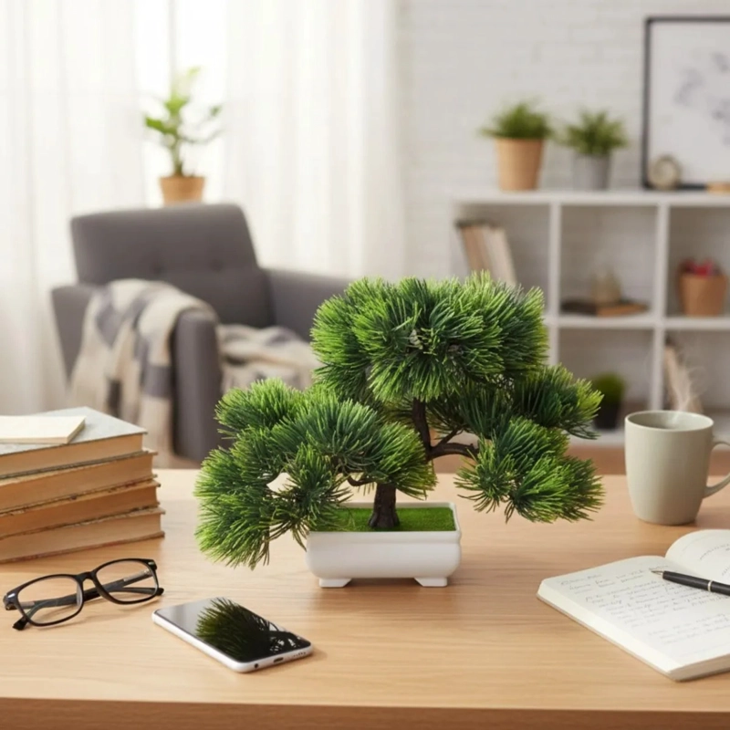 SET 2 PLANTA ARTIFICIAL DECORATIVA BONSAI AGUJAS PINO JHN - 2