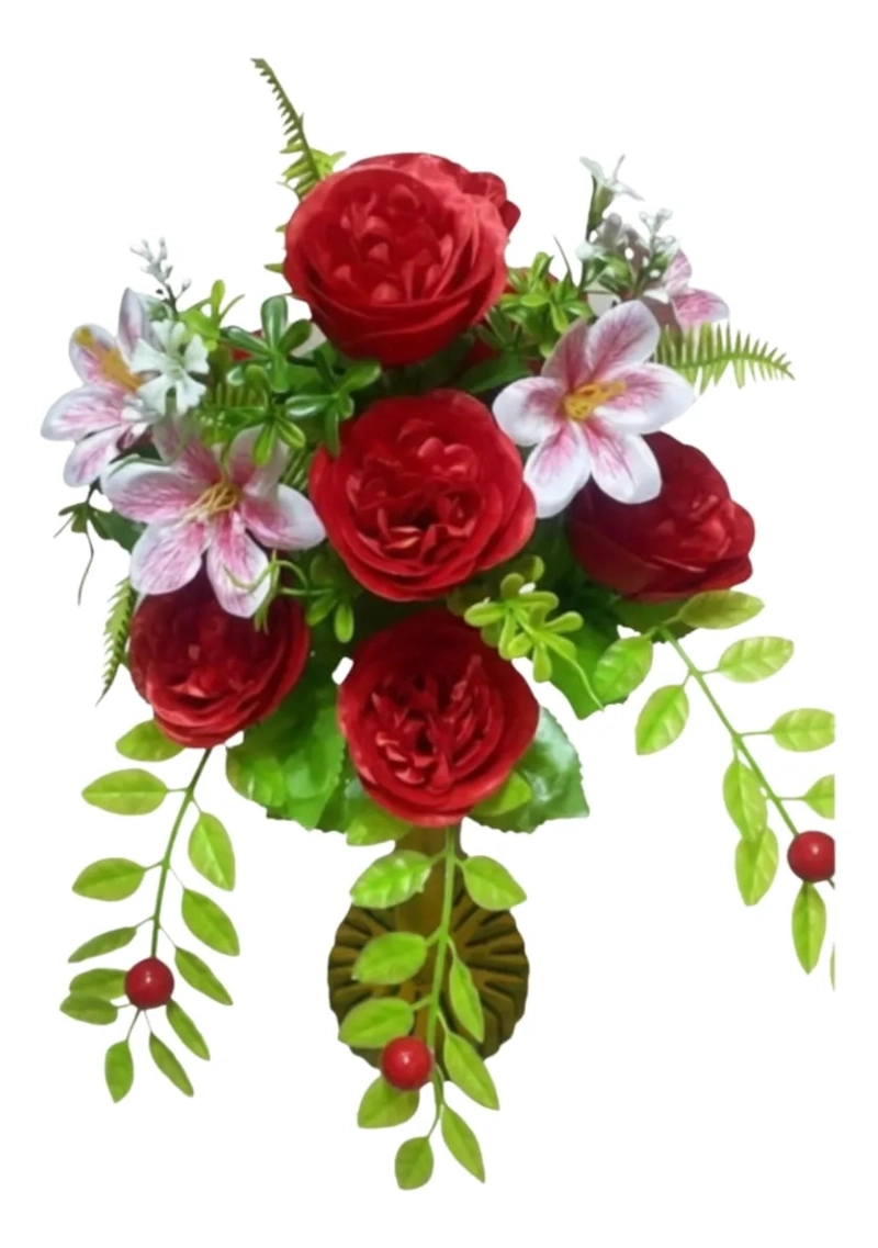 SET 2 FLORES ARTIFICIALES ADORNO ROSAS LIRIOS SILVESTRES JHN - 1