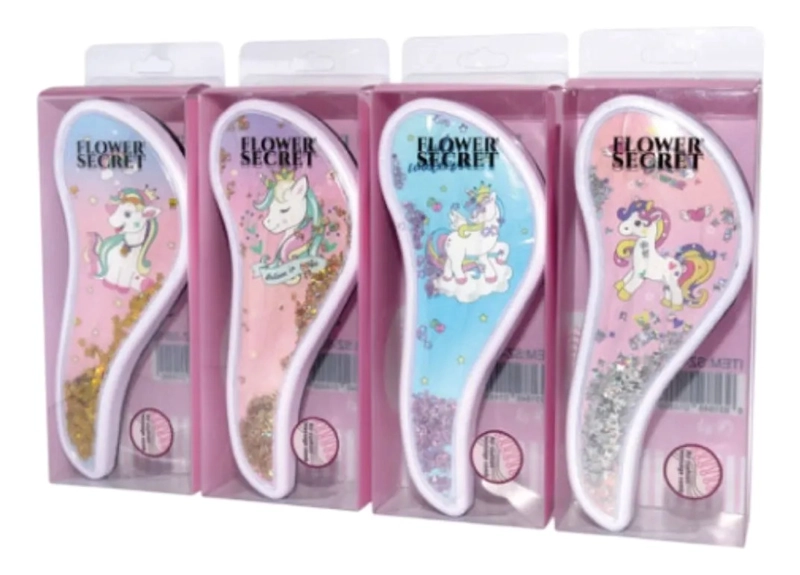 SET 2 CEPILLOS DE CABELLOS DISEÑO UNICORNIO BRILLOS LAU - 3