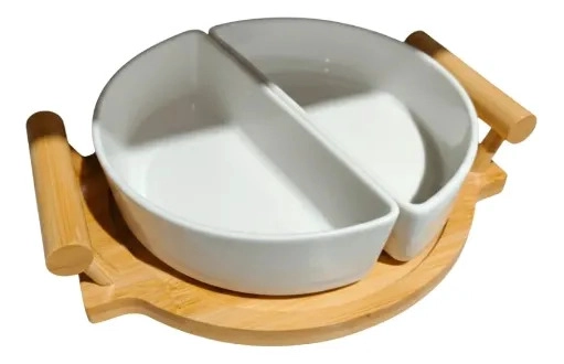 JUEGO SOPORTE SNACKS DUAL APERITIVO BASE BAMBU ASAS JHN - 1