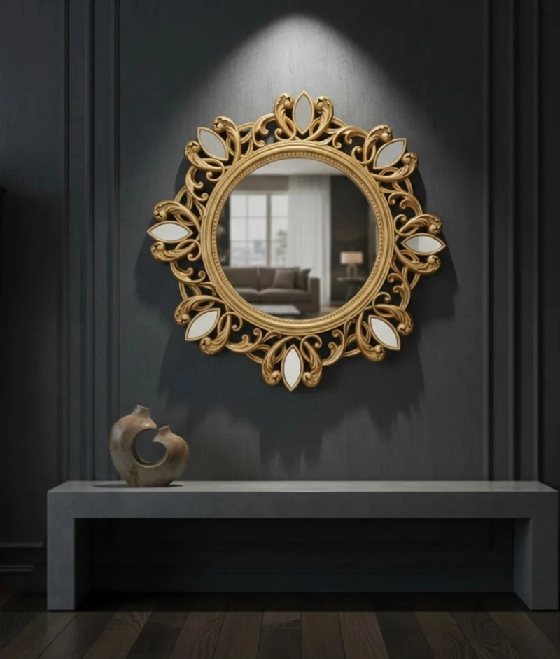 ESPEJO DECORATIVO PARED CIRCULAR ORNAMENTAL ELEGANTE JHN - 7