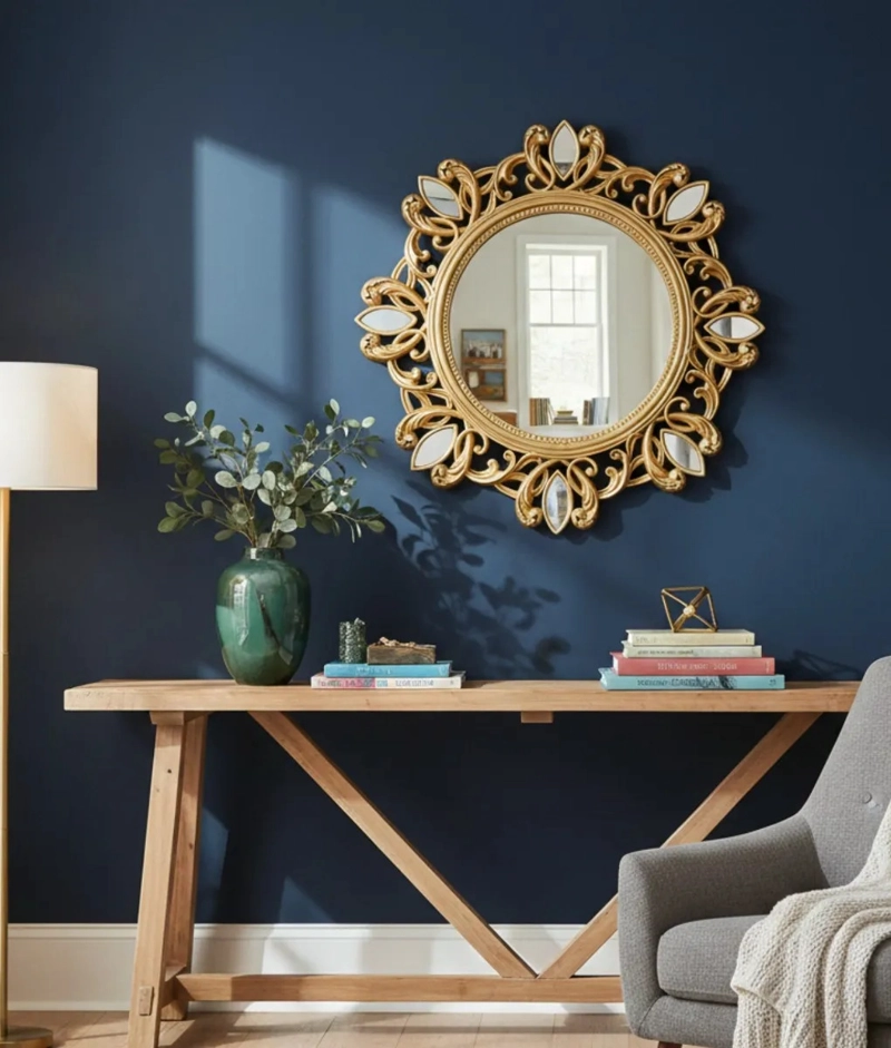 ESPEJO DECORATIVO PARED CIRCULAR ORNAMENTAL ELEGANTE JHN - 9