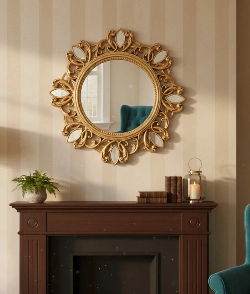 ESPEJO DECORATIVO PARED CIRCULAR ORNAMENTAL ELEGANTE JHN - 10