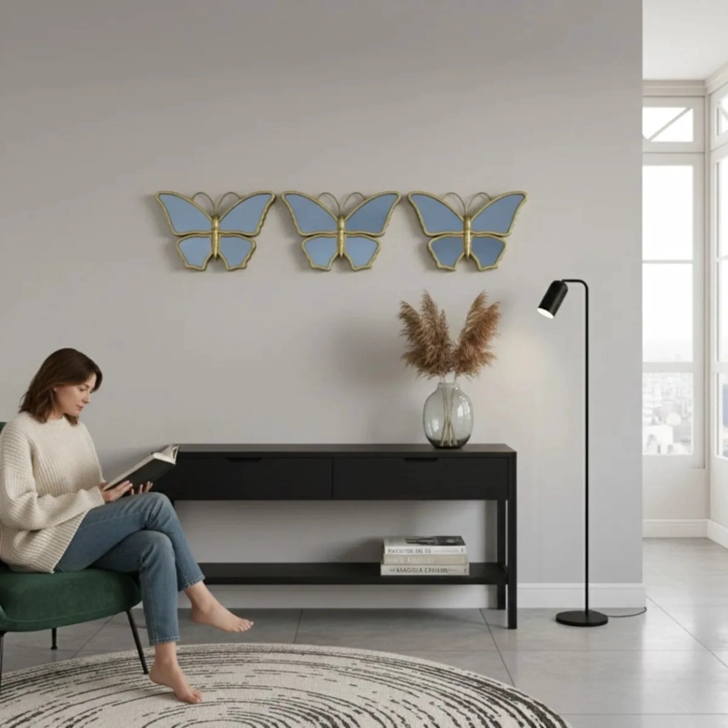 SET 3 ESPEJO PARED MARIPOSAS DECORATIVAS ARTE RELIEVE JHN - 4