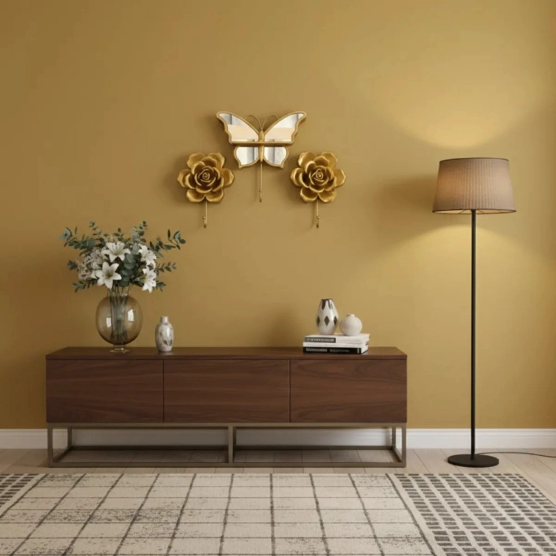 SET 3 PERCHERO DECORATIVO PARED GANCHO MARIPOSA ROSA JHN - 8