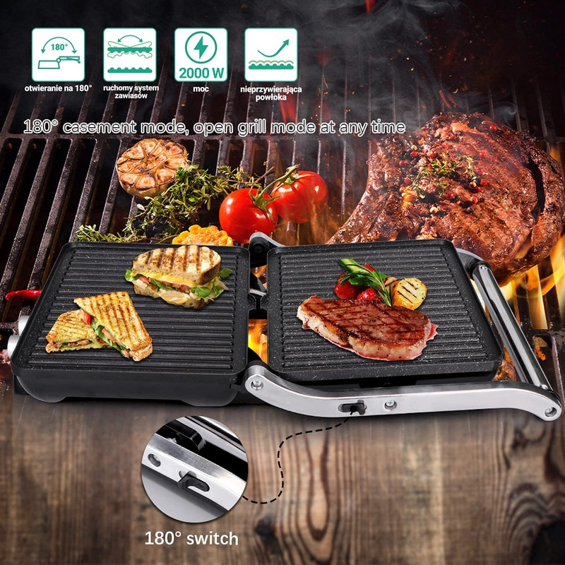 SANDWICHERA PLANCHA ANTIADHERENTE ACERO INOX COCINA LAU - 3