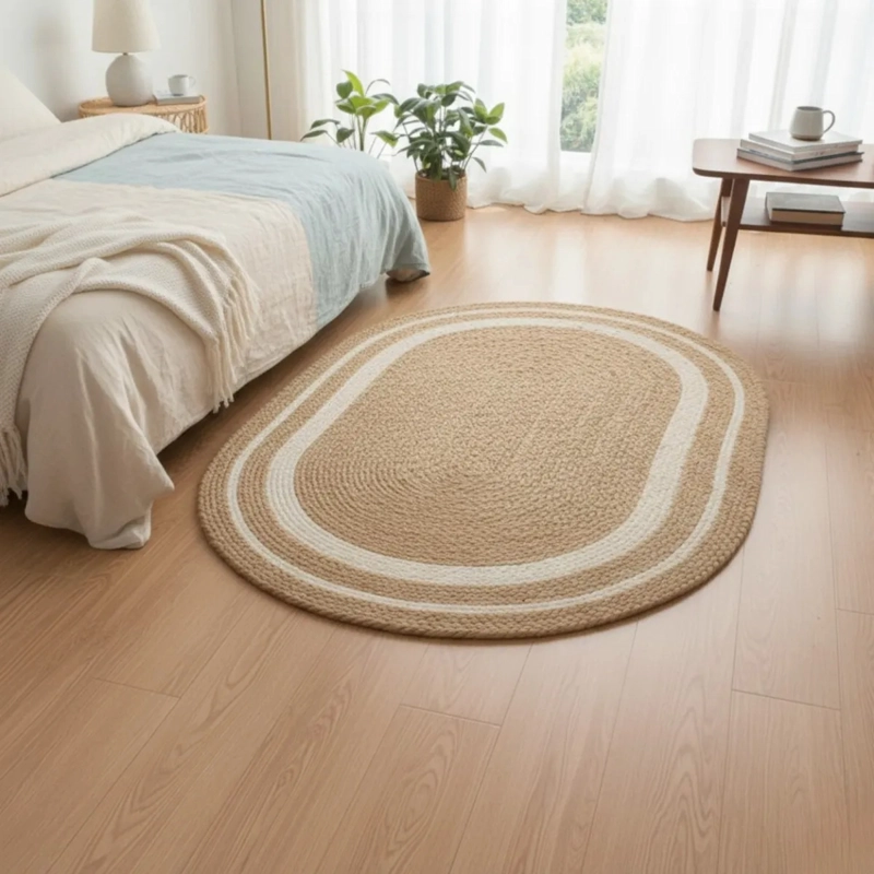 ALFOMBRA OVALADA TRENZADA DISEÑO NATURAL MINIMALISTA AJ - 10