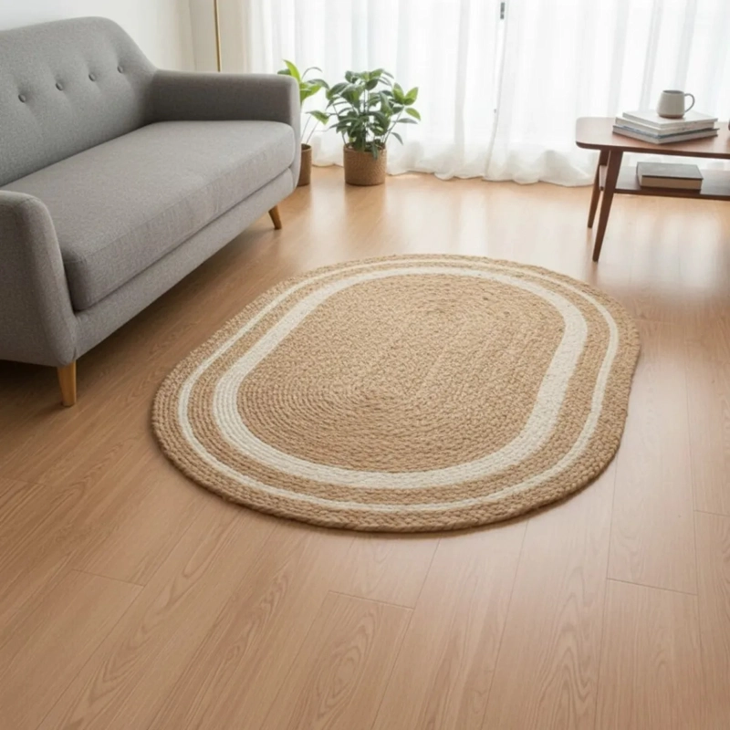 ALFOMBRA OVALADA TRENZADA DISEÑO NATURAL MINIMALISTA AJ - 9