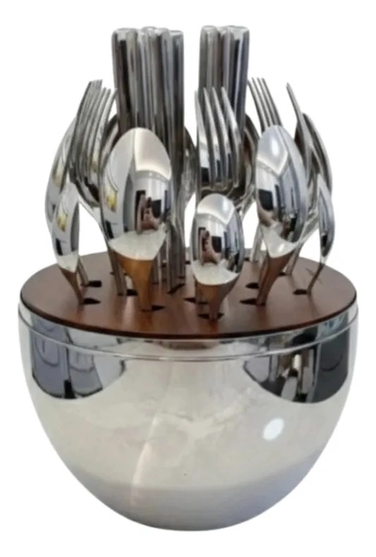 SET CUBERTERIA LUJO COCINA ESTUCHE OVOIDE BRILLANTE AJ - 1