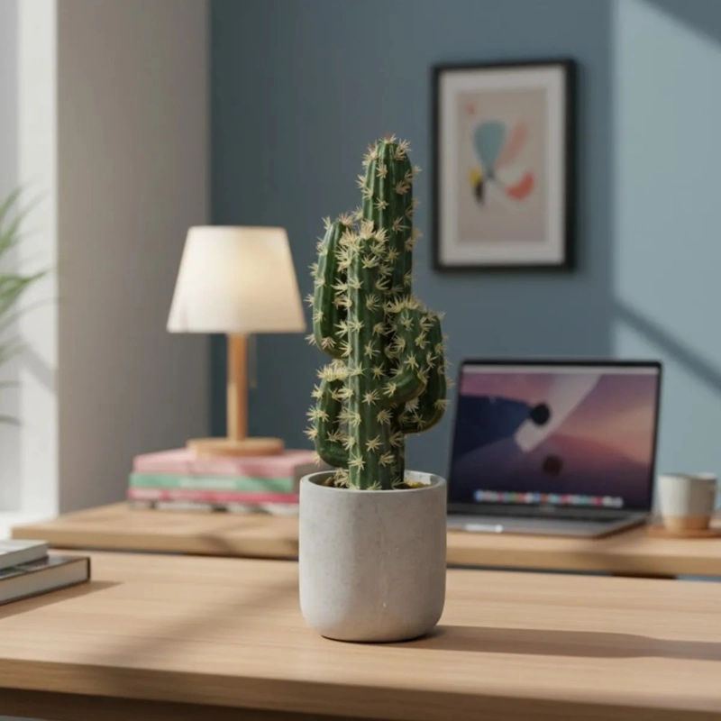 CACTUS ARTIFICIAL REALISTA PREMIUM MACETA DISEÑO MODERNO AJ - 10