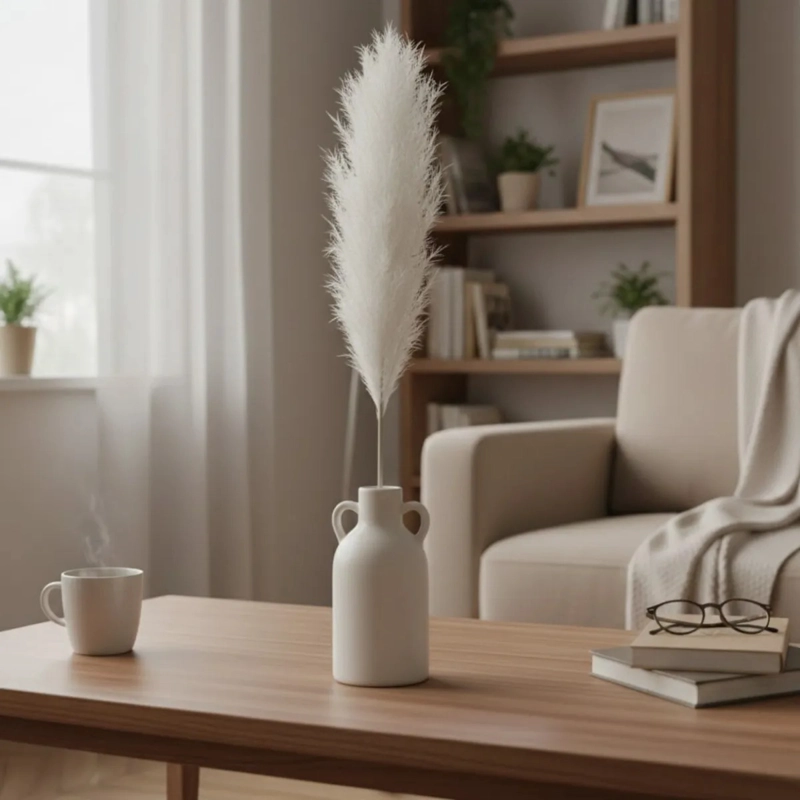 BOUQUET 4 PAMPAS GRASS DECORACION HOGAR PLUMAS NATURALES  AJ - 9