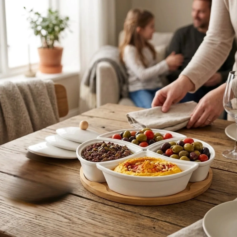 CENTRO MESA APERITIVOS MODULAR SET 4 BOWLS TAPA LUJO ALJ - 8