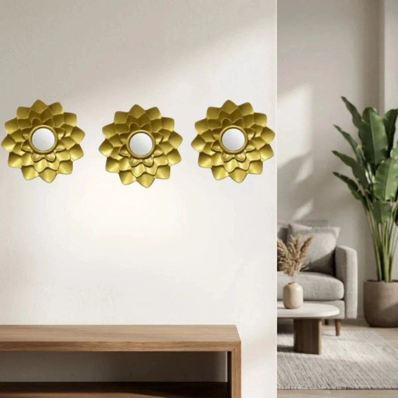 SET 3 ESPEJOS DECORATIVOS FLORALES PARED MODERNOS ALJ - 7
