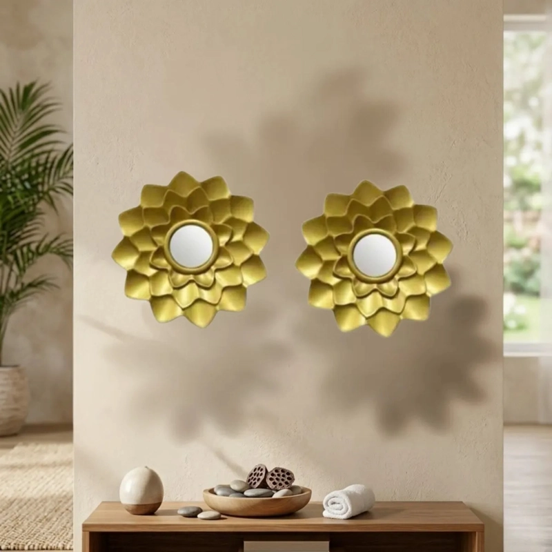 SET 3 ESPEJOS DECORATIVOS FLORALES PARED MODERNOS ALJ - 8
