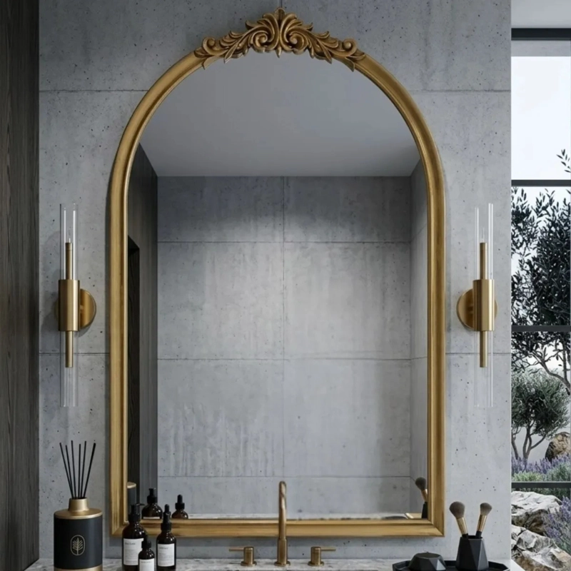 ESPEJO PARED FORMA ARCO MEDIO PUNTO CRESTA BARROCO LUJO ALJ - 7