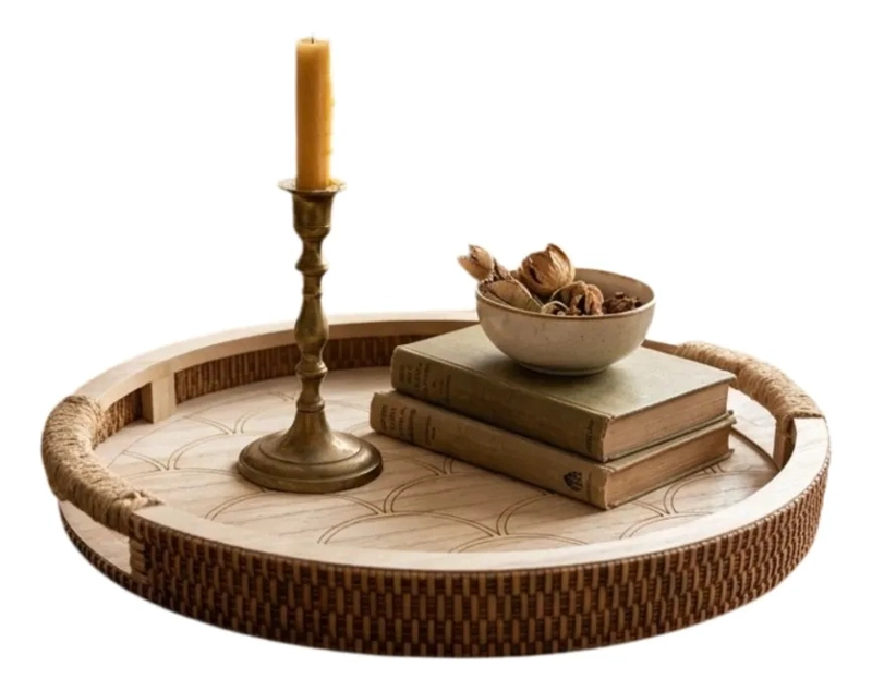 SET 2 BANDEJAS DECORATIVAS ORGANICAS MADERA RUSTICA ALJ - 2