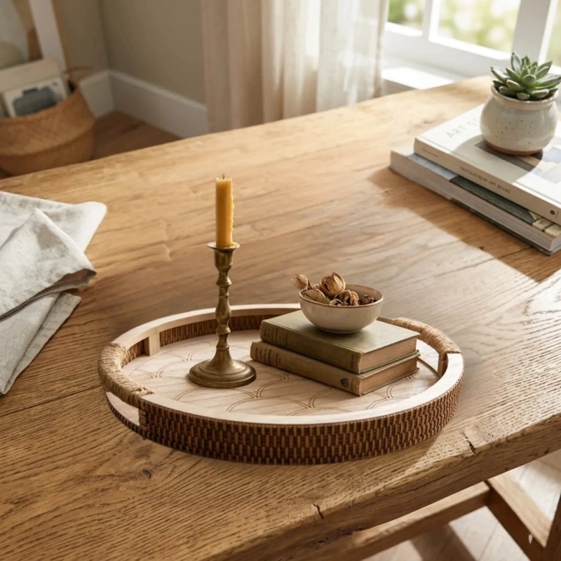 SET 2 BANDEJAS DECORATIVAS ORGANICAS MADERA RUSTICA ALJ - 3