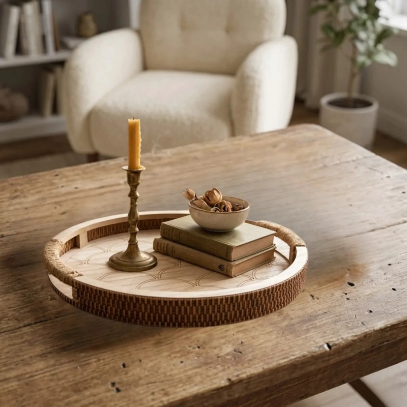 SET 2 BANDEJAS DECORATIVAS ORGANICAS MADERA RUSTICA ALJ - 4
