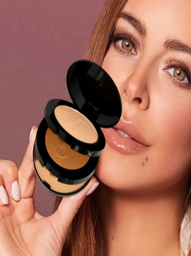 PACK 2 POLVOS COMPACTO BASE E ILUMINADOR 3EN1 MAQUILLAJE LAU - 8