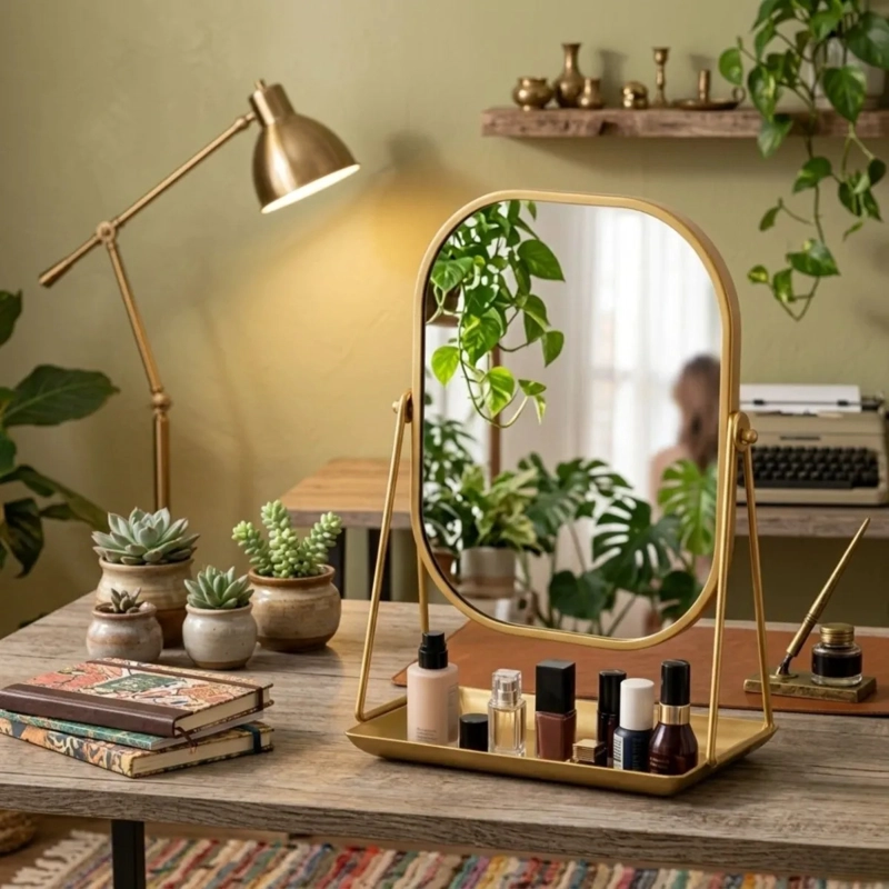 ESPEJO TOCADOR RECTANGULAR AJUSTABLE BANDEJA JOYERO ALJ - 10