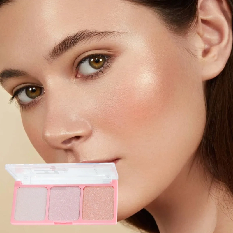 SET 2 PALETAS ILUMINADORES 3 TONOS POLVO BRILLO NATURAL ALJ - 3