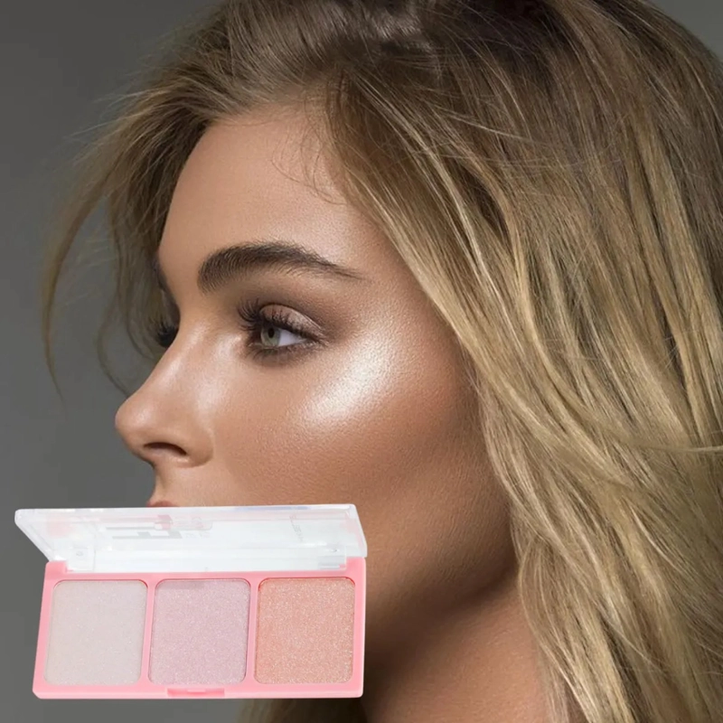 SET 2 PALETAS ILUMINADORES 3 TONOS POLVO BRILLO NATURAL ALJ - 4