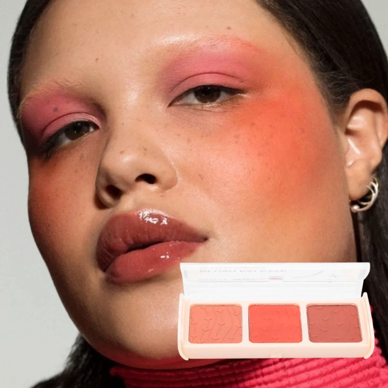 SET 2 RUBORES POLVO 3 TONOS PALETA MAQUILLAJE ROSTRO ALJ - 4