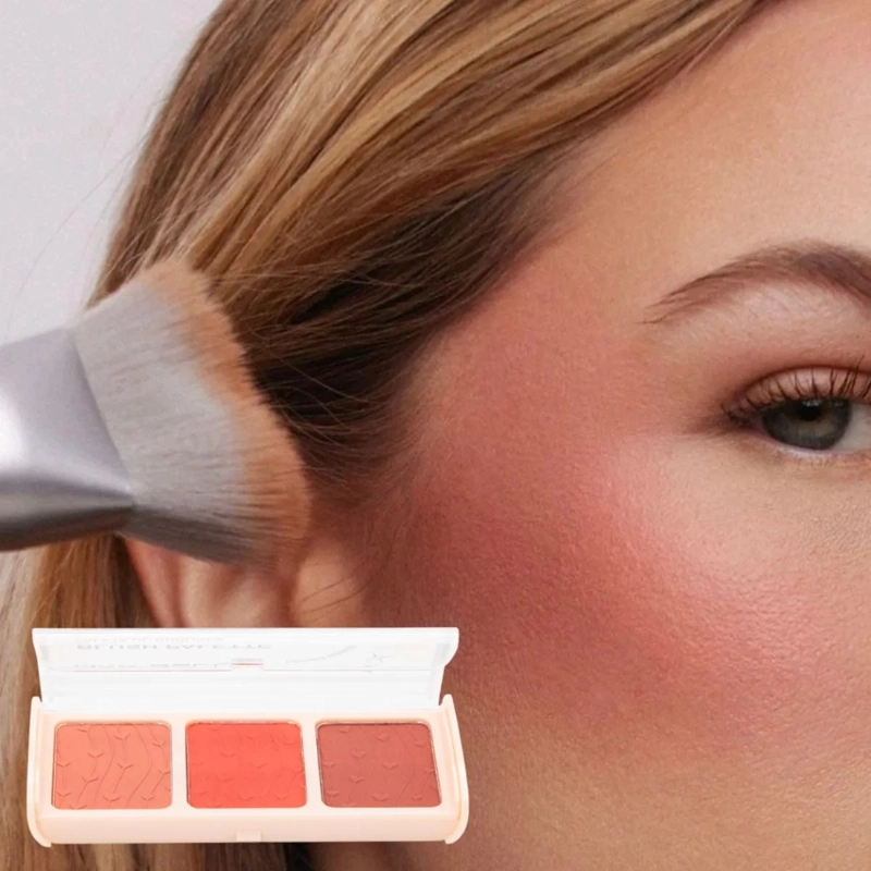 SET 2 RUBORES POLVO 3 TONOS PALETA MAQUILLAJE ROSTRO ALJ - 5