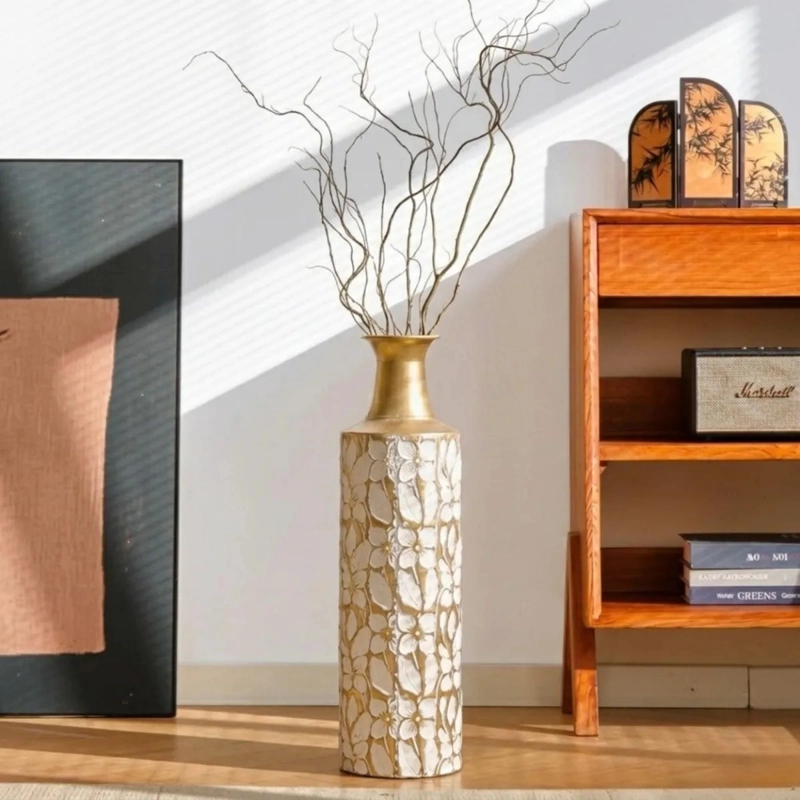 JARRON DECORATIVO SUELO GRANDE RELIEVE ELEGANTE SALON ALJ - 3