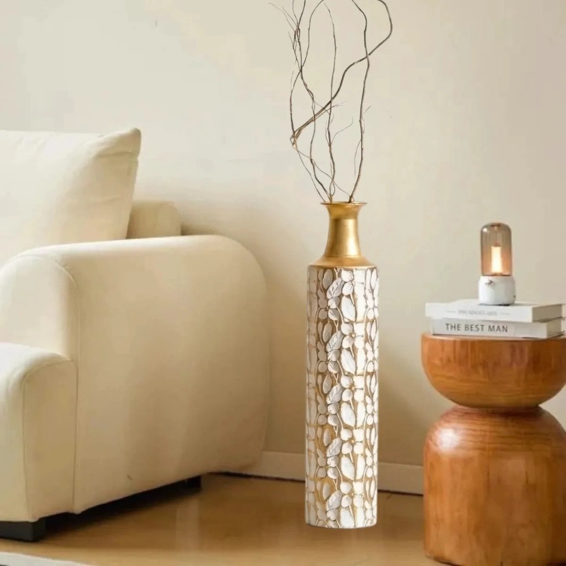 JARRON DECORATIVO SUELO GRANDE RELIEVE ELEGANTE SALON ALJ - 5