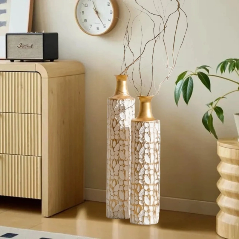 JARRON DECORATIVO SUELO GRANDE RELIEVE ELEGANTE SALON ALJ - 6