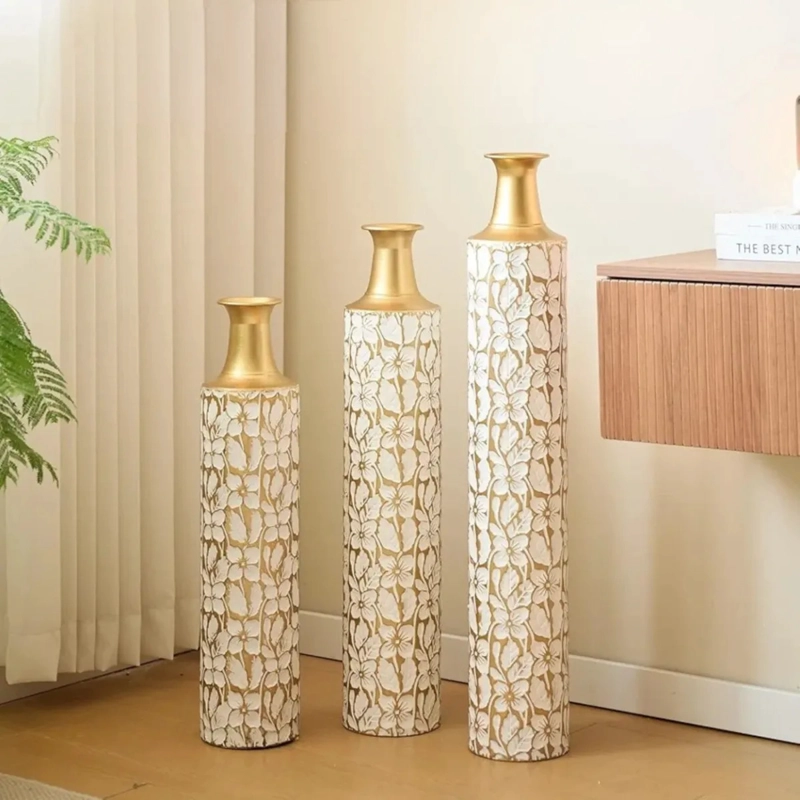 JARRON DECORATIVO SUELO GRANDE RELIEVE ELEGANTE SALON ALJ - 9